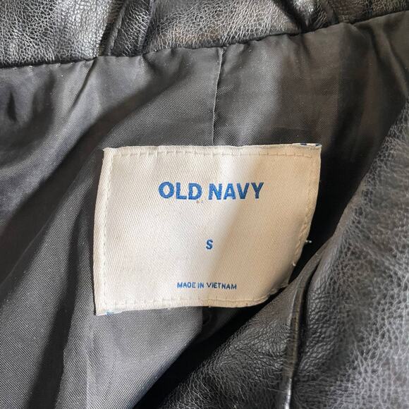 OLD NAVY Women's Vegan Faux Leather Motorcycle Jacket Black Size Small with FLAW - Picture 6 of 11